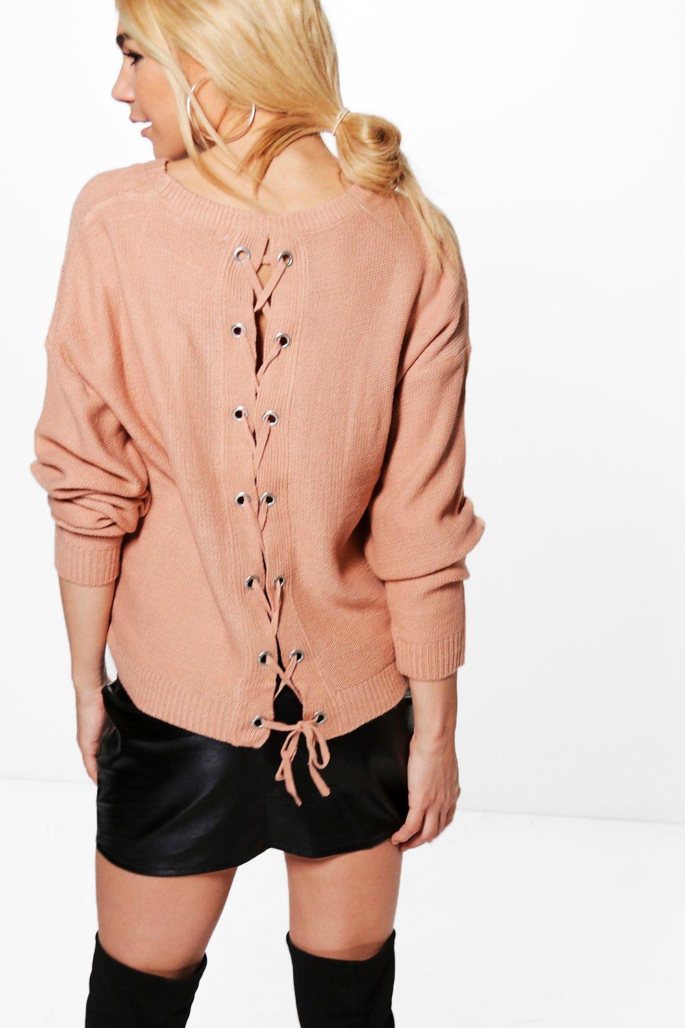 Lace up back on sale sweater